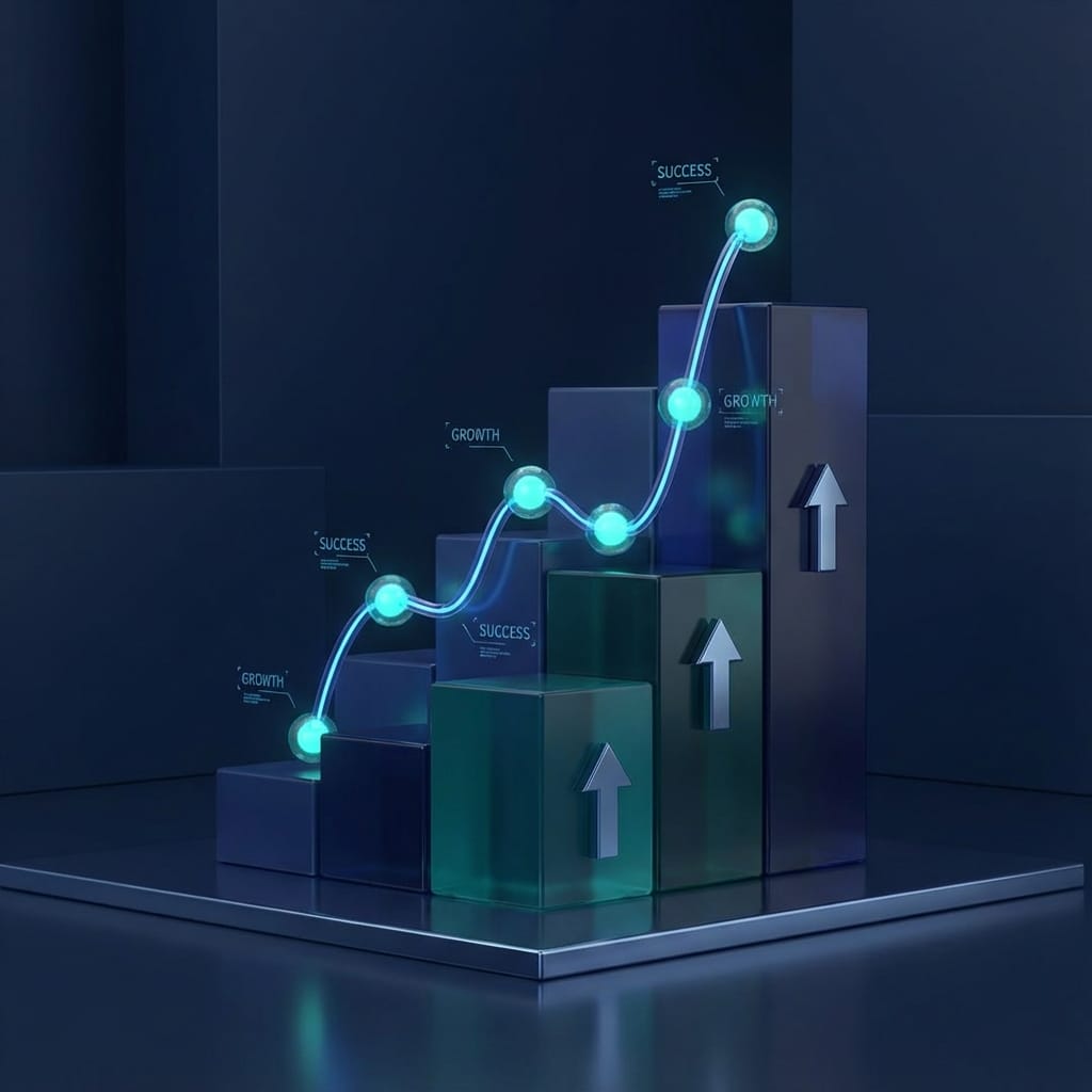 Growth chart showing business performance rising
